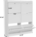 MELL Series 9.4"D Slim Shoe Cabinet with 6 Compartments, Crystal Knobs