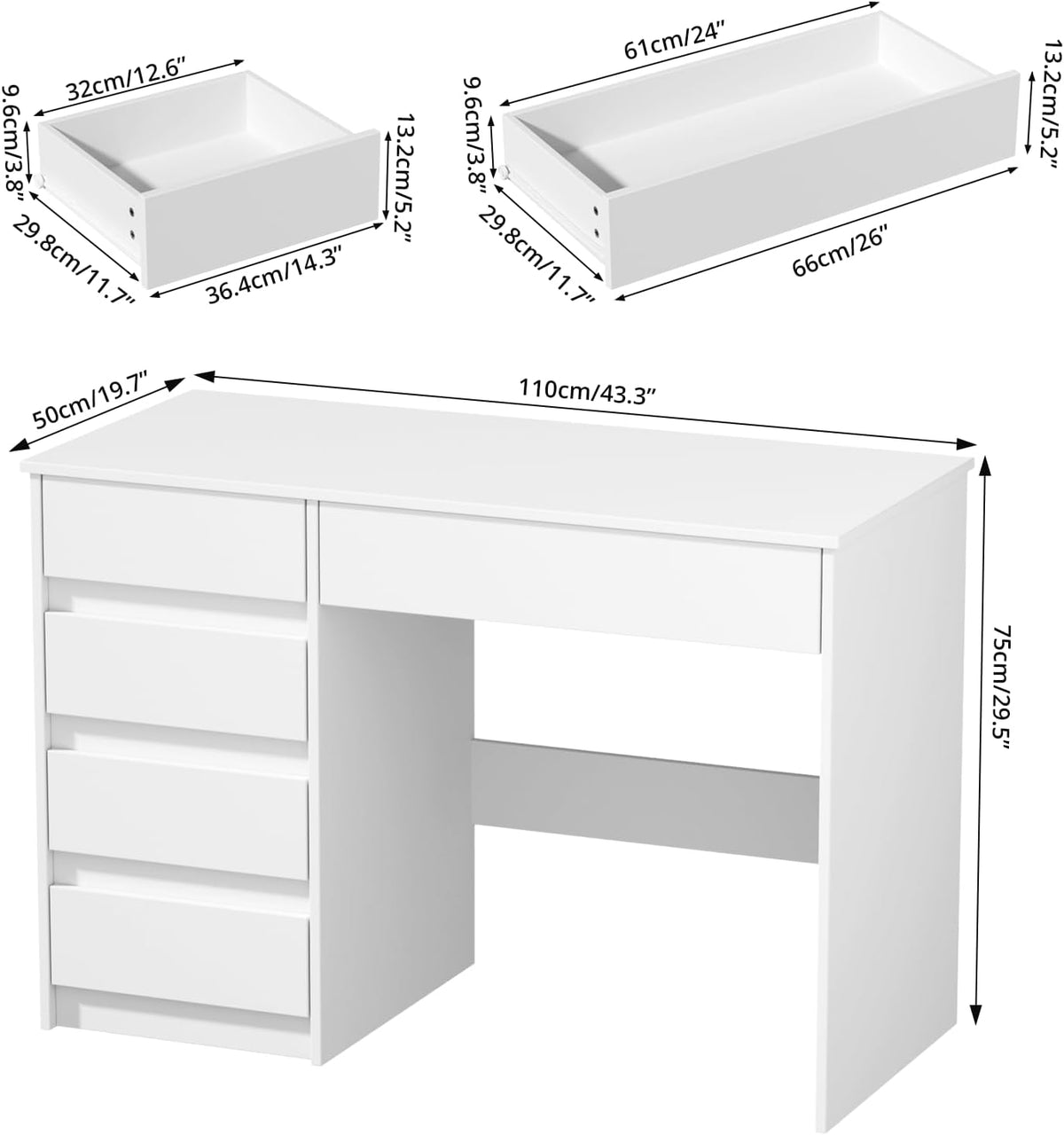 VOWNER Office Desk with Drawers