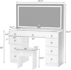 MONO 47.2" Vanity Desk with Lighted Mirror