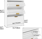 BODVIK Series Shoe Cabinet with 3 Compartments, Gold Handles
