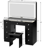 MONO 43" Vanity Desk with Lighted Mirror