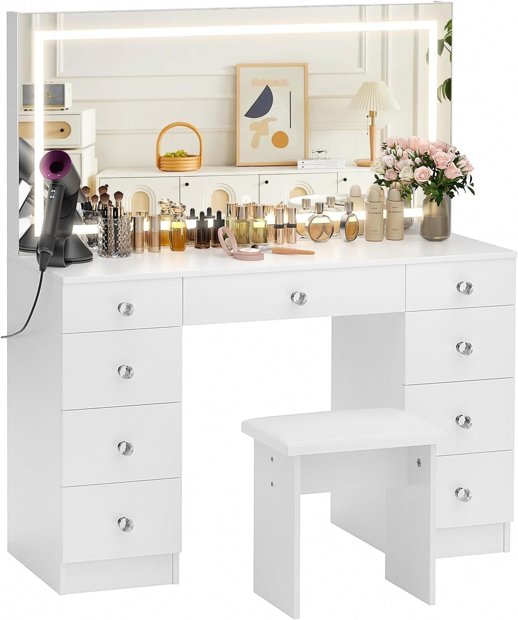 MONO 47.2" Vanity Desk with Lighted Mirror