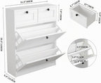 MELL Series 9.4"D Slim Shoe Cabinet with 2 Compartments, 2 Drawers