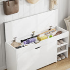 MOOS Series Shoe Bench with 1 Compartment, 3 Shoe Cubbies & Under-Seat Storage