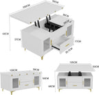KOPPLI Synchronized Lift-Top Folding Coffee Table with 2 Compartments
