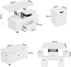 KOPPLI Synchronized Lift-Top Folding Coffee Table with 4 Stools