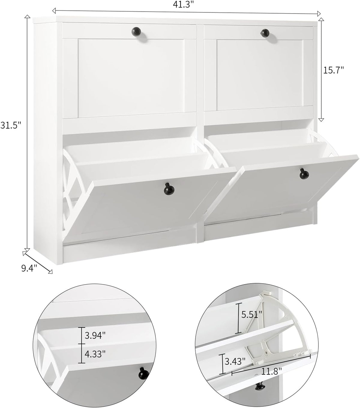 MELL Series 9.4"D Slim Shoe Cabinet with 4 Compartments
