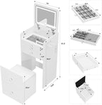 MONO Flip-Top Vanity & Nightstand with LED Mirror