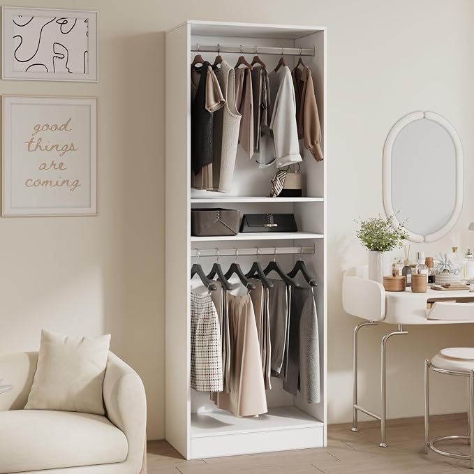 NORRI Freestanding Walk-in Open Wardrobe Closet System White