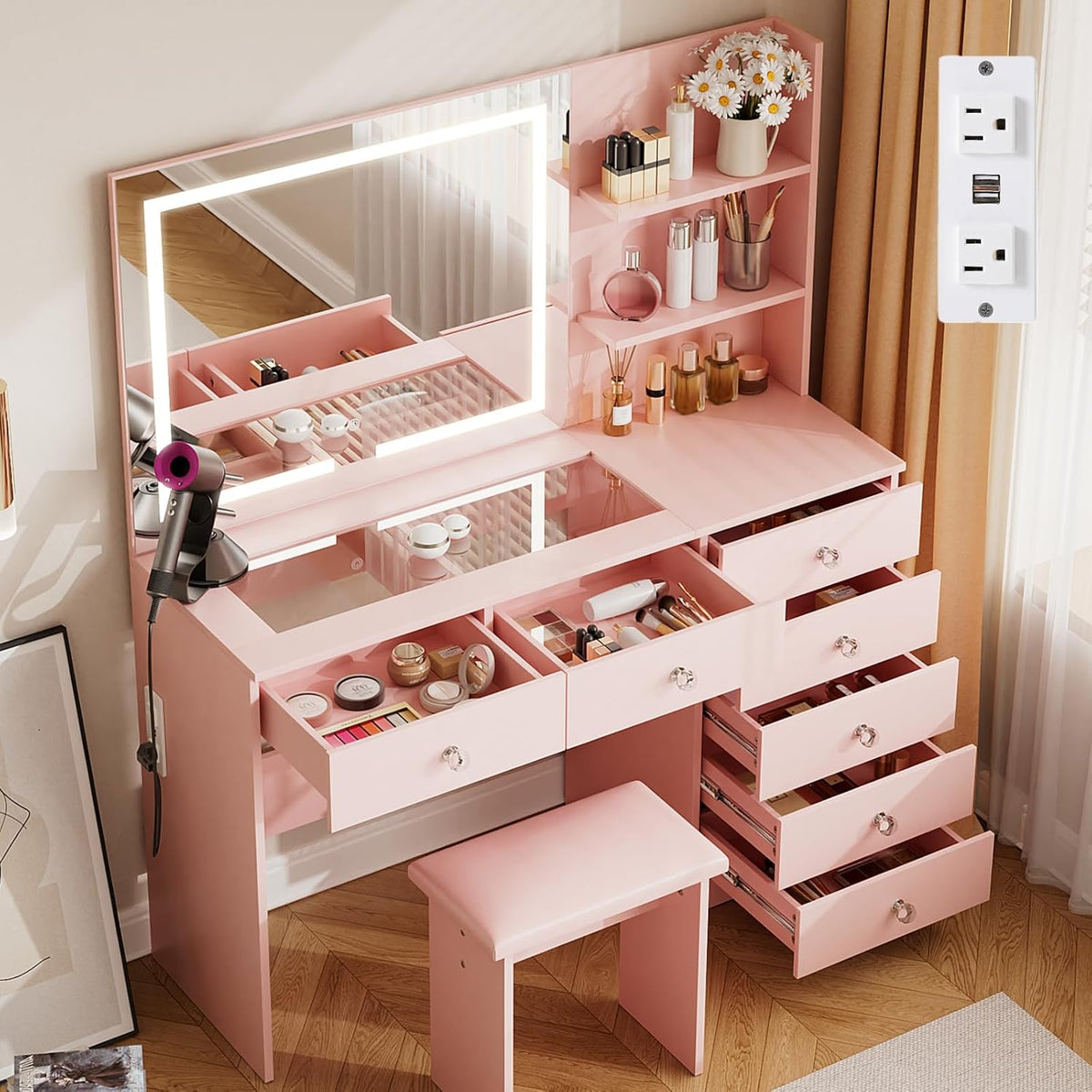 MONO 46.5" Lighted Vanity with Shelves