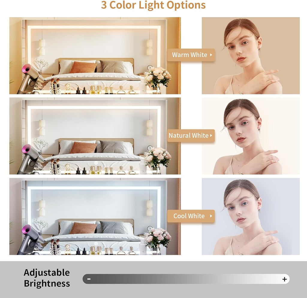 MONO 47.2" Vanity Desk with Lighted Mirror