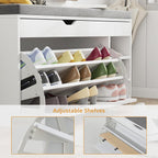 MOOS Series Shoe Bench with 1 Compartment, 3 Shoe Cubbies & Under-Seat Storage