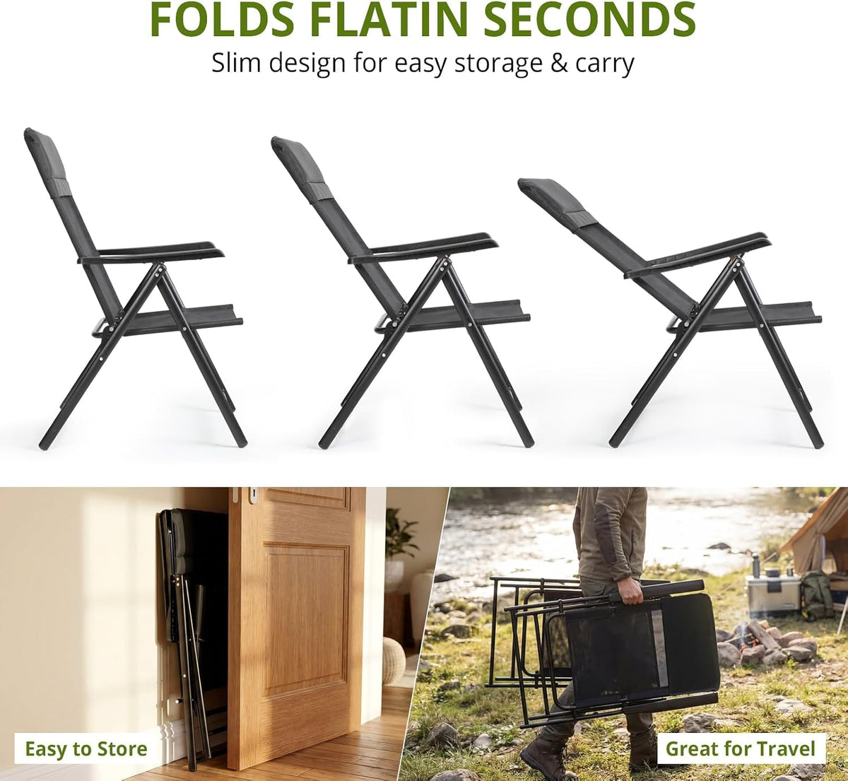 NAREA Set of 2 Folding Camping Chairs