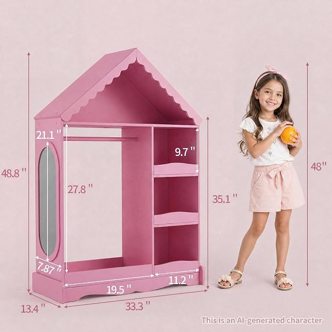 MIKASSA House-Shaped Kids Open Wardrobe