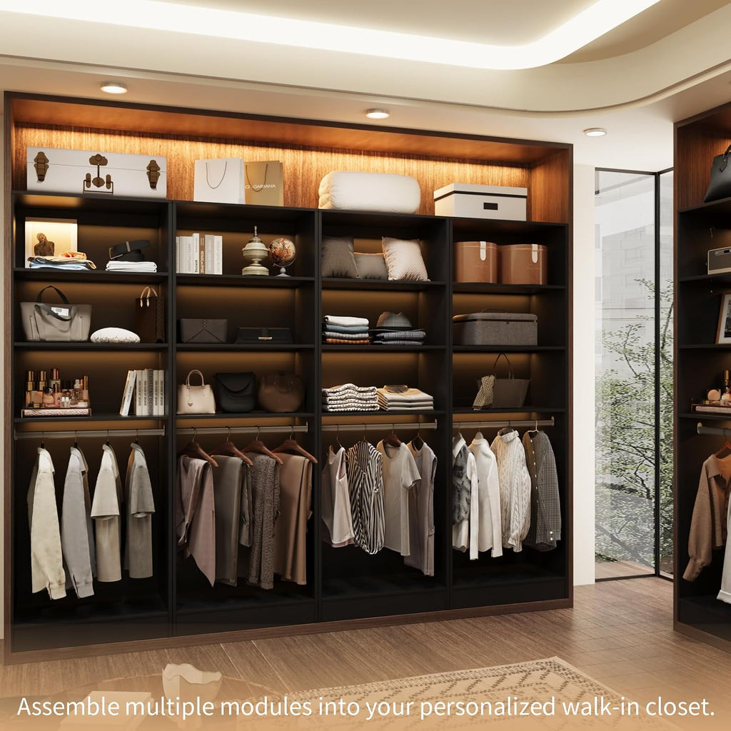 NORRI Freestanding Walk-in Open Wardrobe Closet System Black