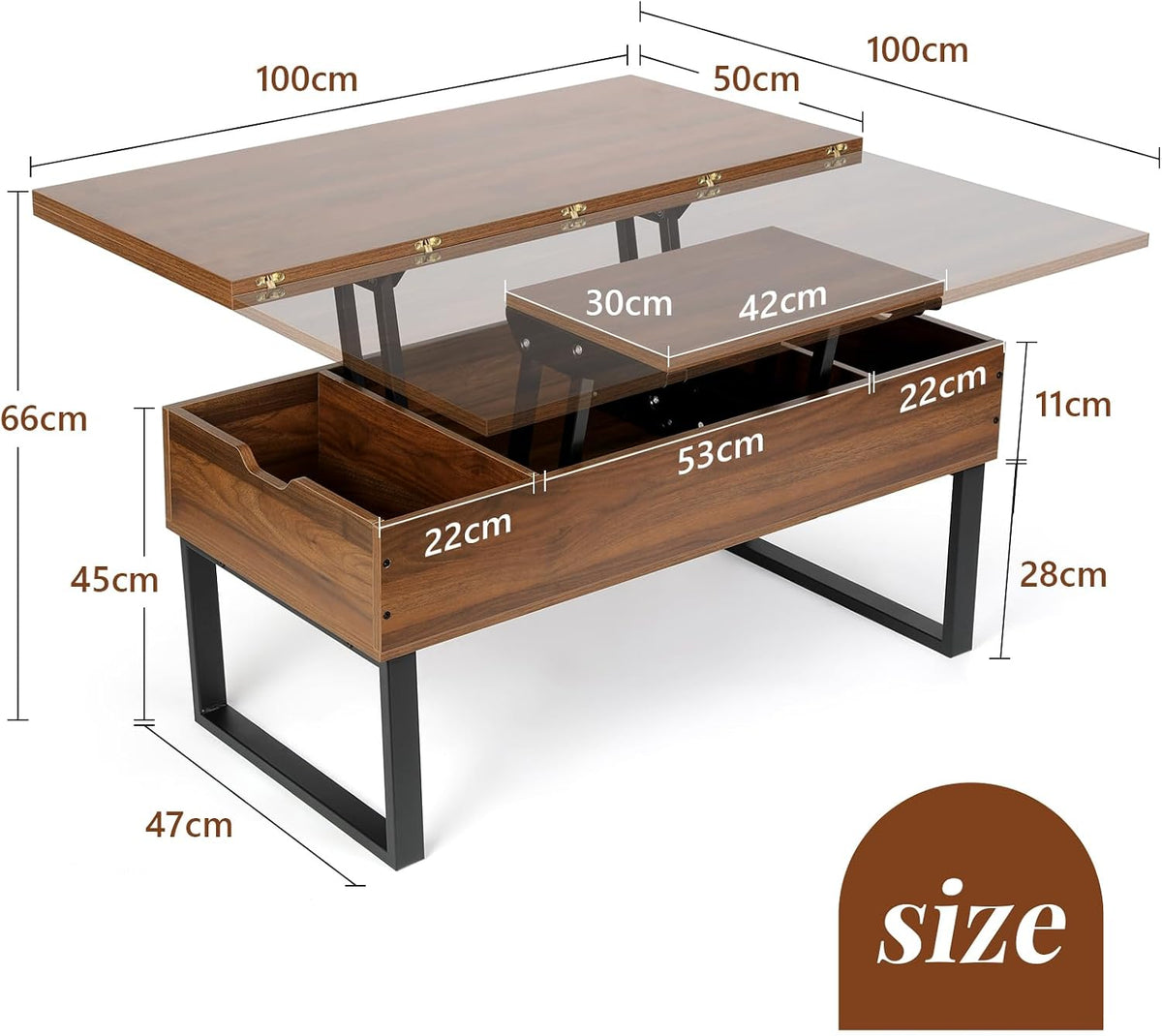 SEPA Synchronized Lift-Top Folding Coffee Table