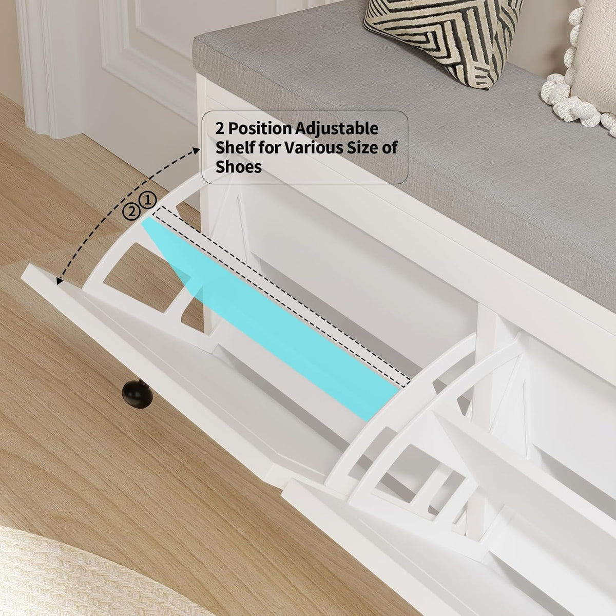 MELL Series Shoe Bench with 2 Compartments