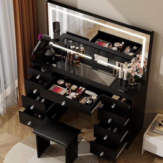 MONO 47.2" Vanity Desk with Lighted Mirror