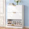BODVIK Series Shoe Cabinet with 3 Compartments, Gold Handles