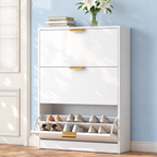 BODVIK Series Shoe Cabinet with 3 Compartments, Gold Handles