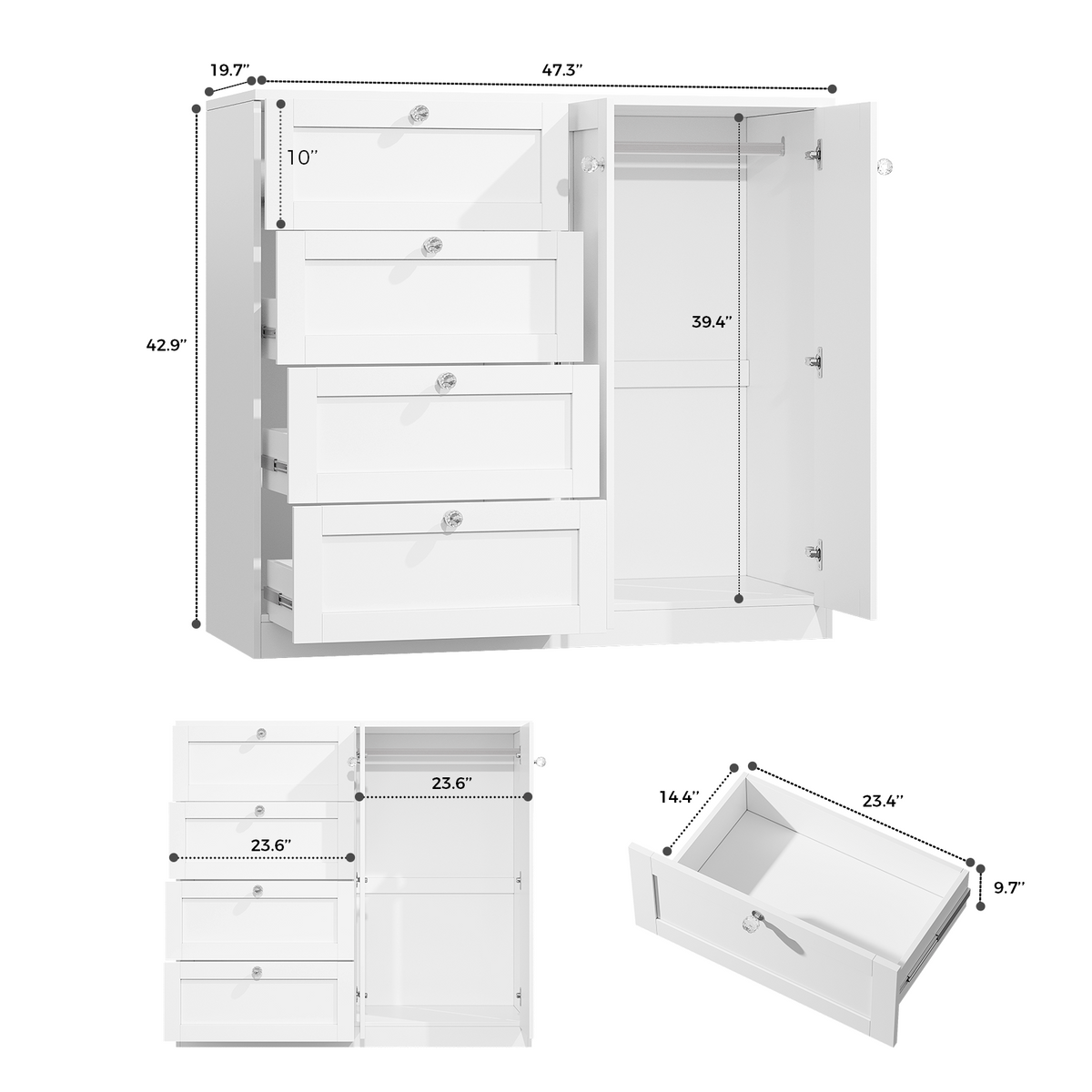 ELARA 43" H Low Armoire Wardrobe Closet