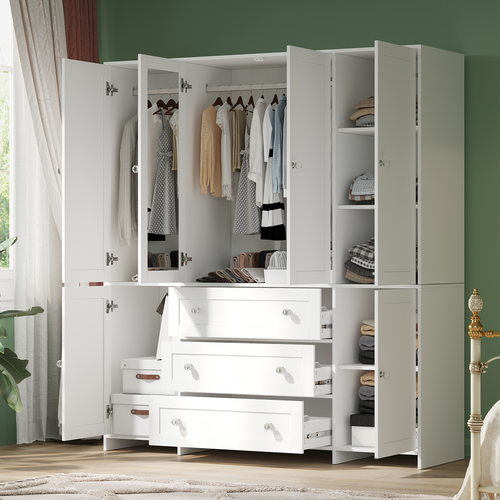 ELARA 63" W Mirrored Armoire Wardrobe