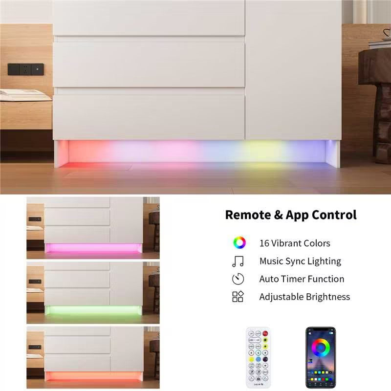 KIRA 47.3" W Handleless LED Wardrobe with Mirror