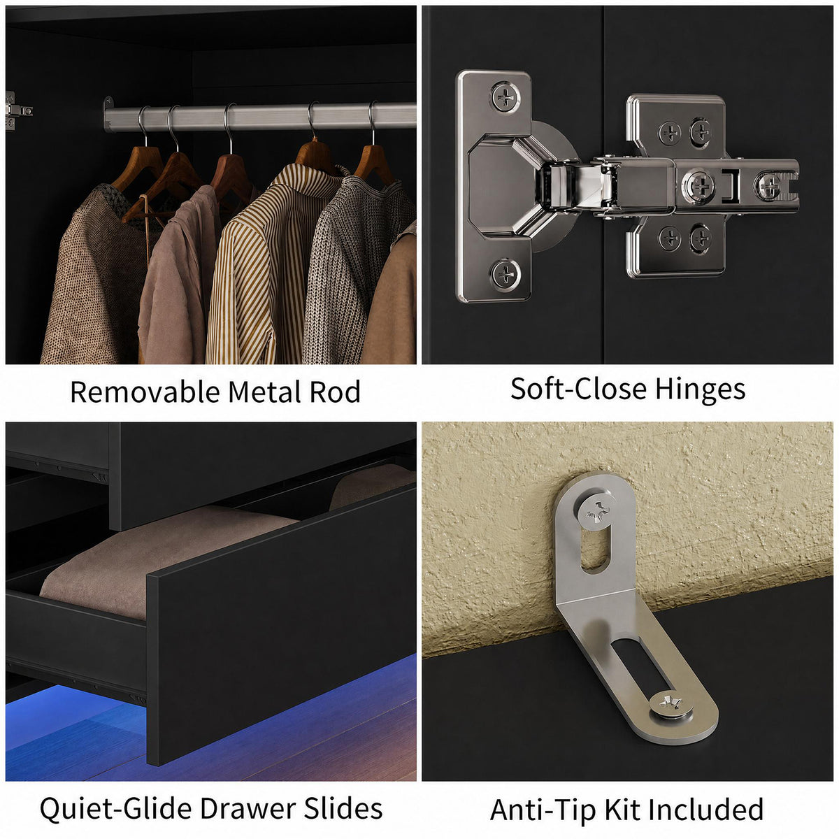 KIRA 47.3" W Handleless LED Wardrobe with Mirror