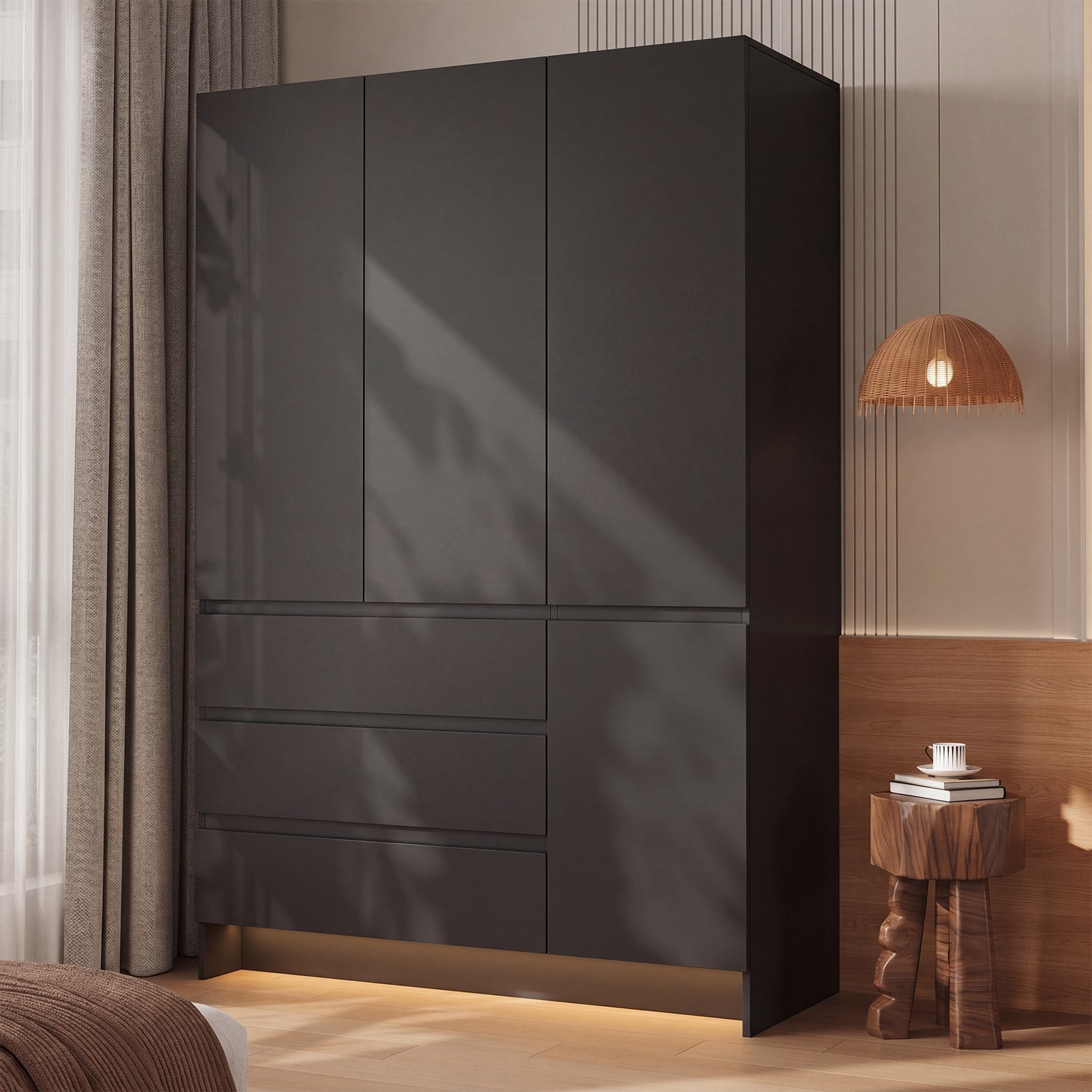 KIRA 71" Handleless LED Wardrobe with Mirror 47.3" W x 18.9" D x 71" H
