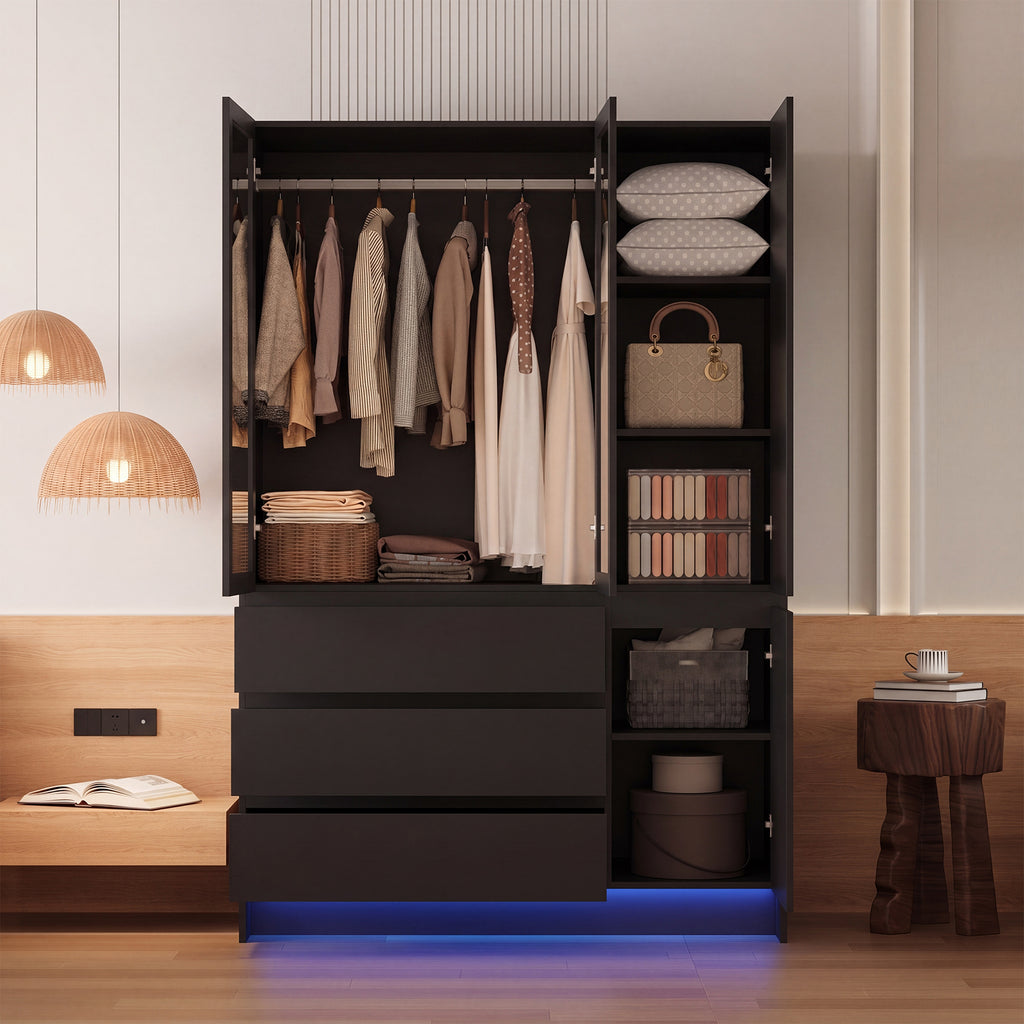 KIRA 47.3" W Handleless LED Wardrobe with Mirror