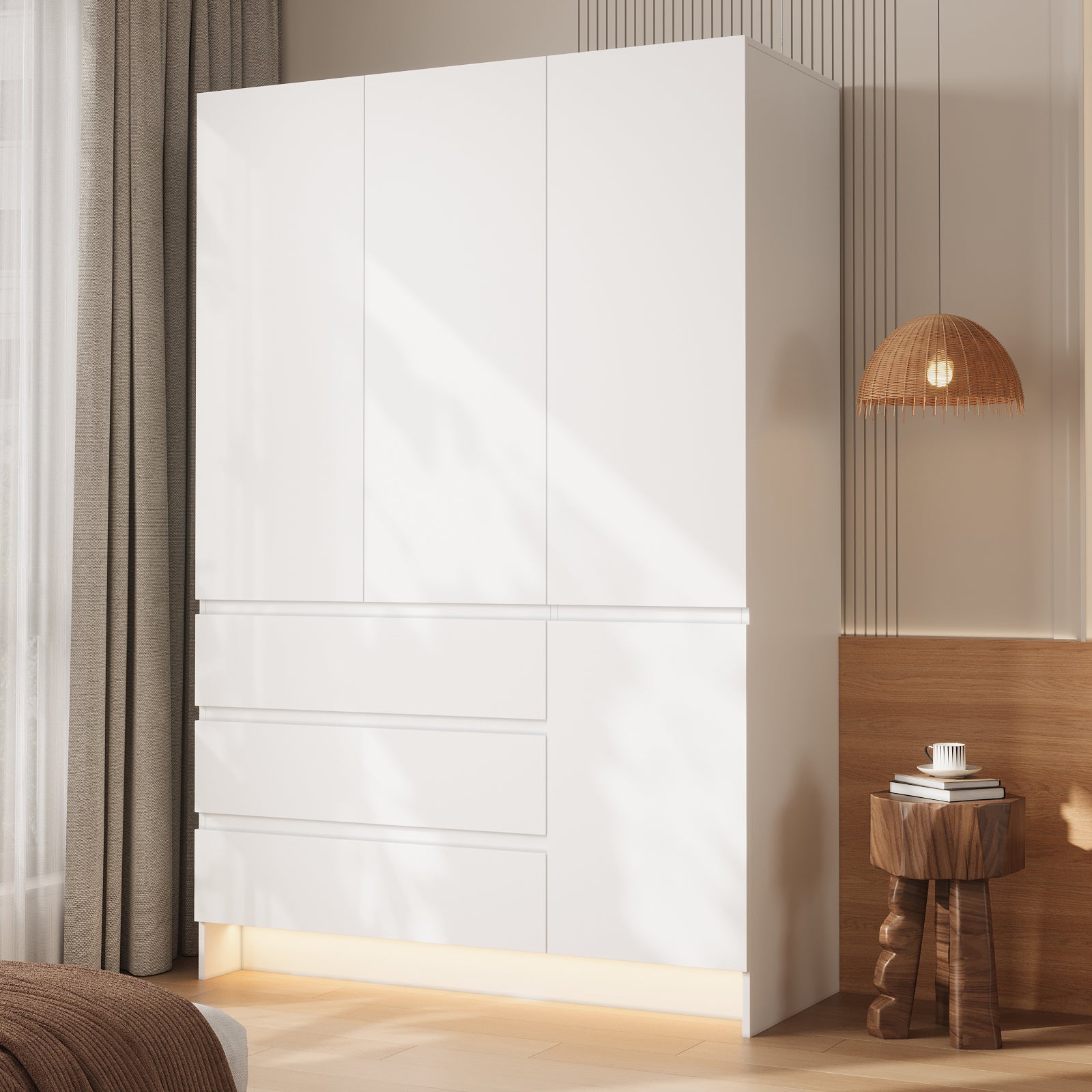 KIRA 71" Handleless LED Wardrobe with Mirror 47.3" W x 18.9" D x 71" H