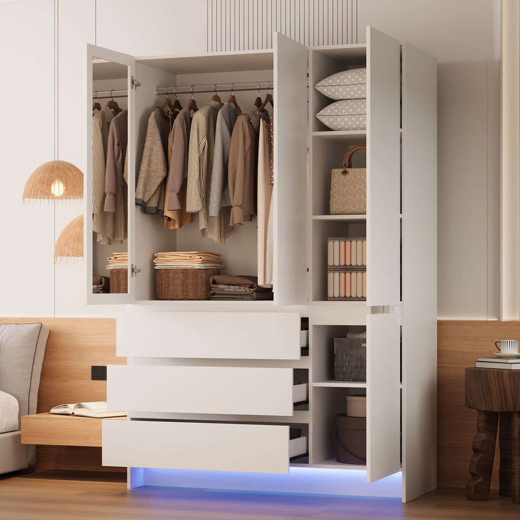 KIRA 47.3" W Handleless LED Wardrobe with Mirror