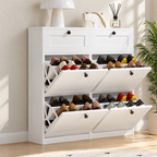 MELL Series 9.4"D Slim Shoe Cabinet with 4 Compartments, 2 Drawers