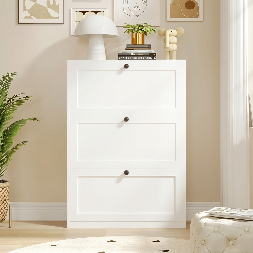 MELL Series 9.4"D Slim Shoe Cabinet with 3 Compartments