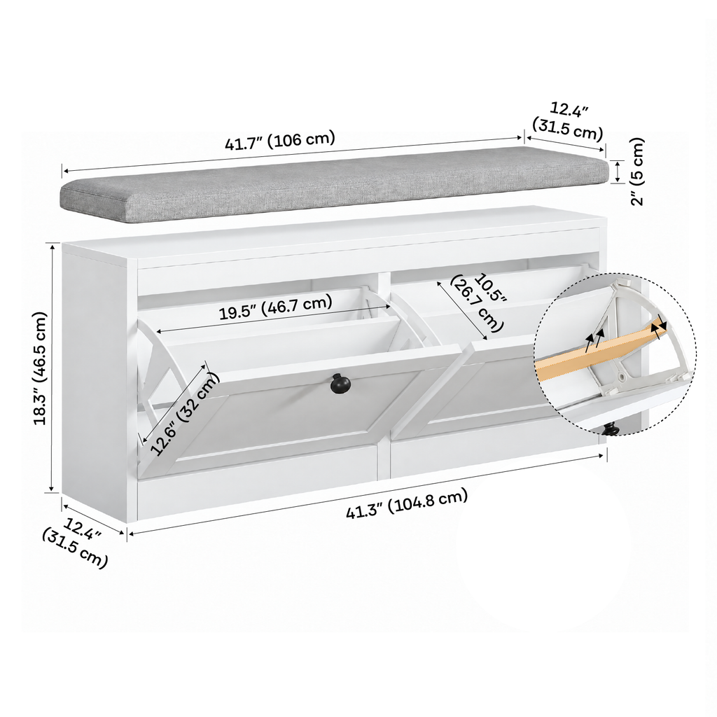 MELL Series Shoe Bench with 2 Compartments