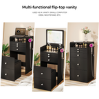 MONO Flip-Top Vanity & Nightstand with LED Mirror