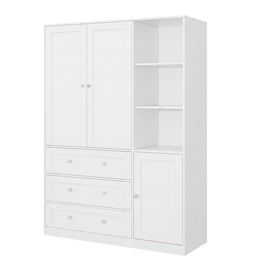 ELARA Mirrored Armoire Wardrobe with Open Cubbies 47.3" W x 18.9" D x 71" H