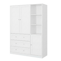 ELARA Mirrored Armoire Wardrobe with Open Cubbies 47.3" W x 18.9" D x 71" H