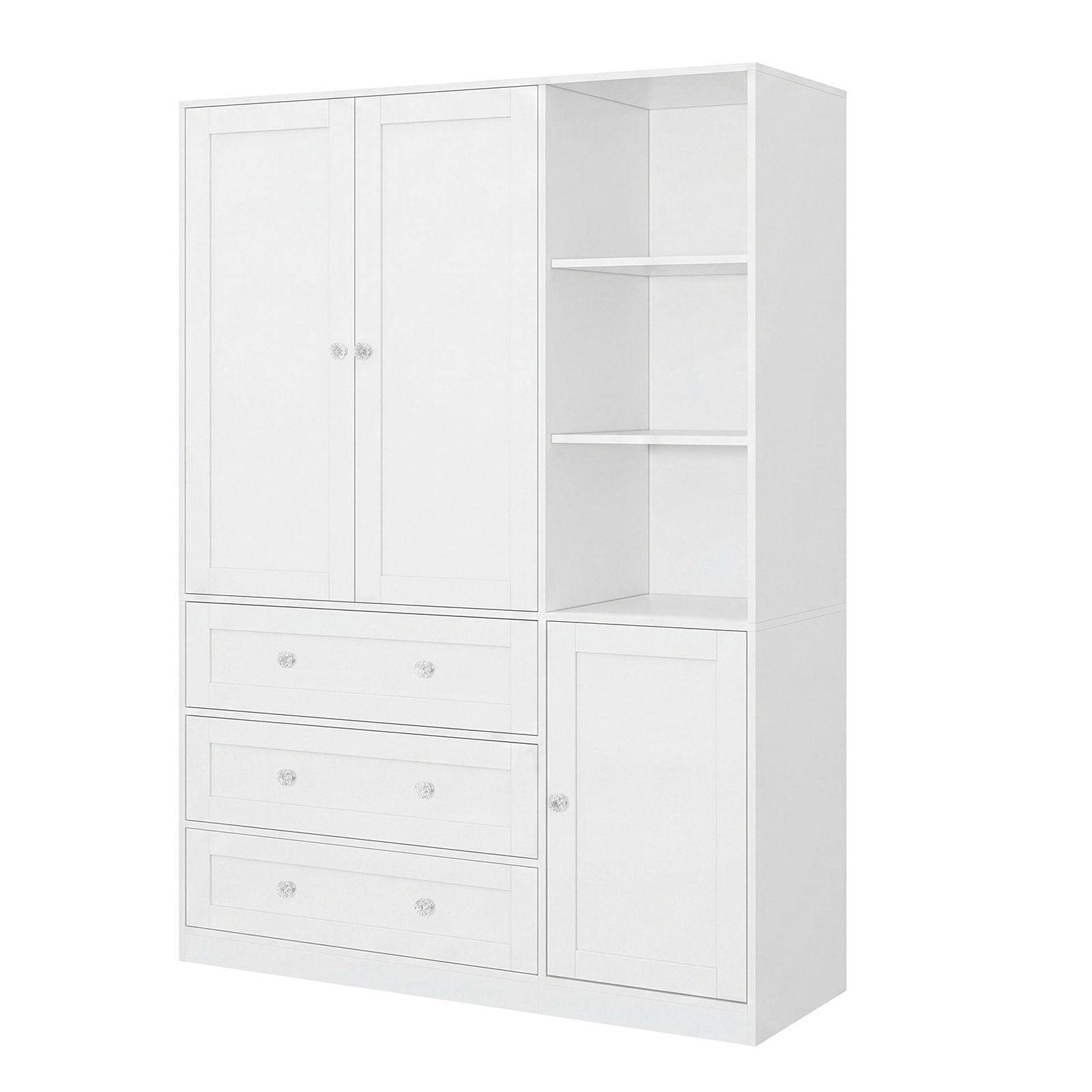 ELARA Mirrored Armoire Wardrobe with Open Cubbies 47.3" W x 18.9" D x 71" H
