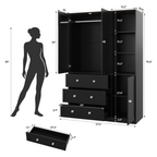ELARA Mirrored Armoire Wardrobe with Open Cubbies