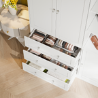 ELARA Mirrored Armoire Wardrobe with Open Cubbies