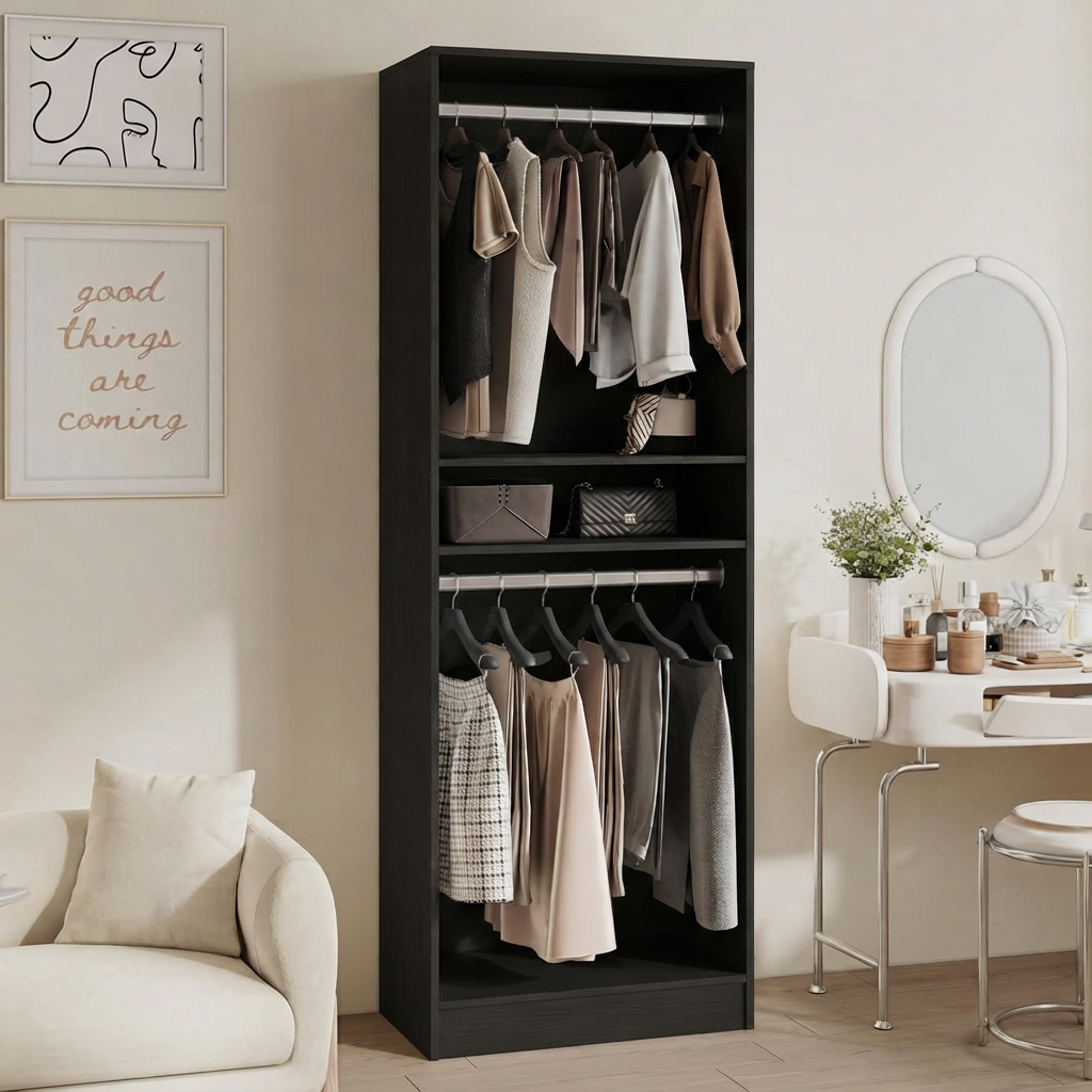 NORRI Freestanding Walk-in Open Wardrobe Closet System Black