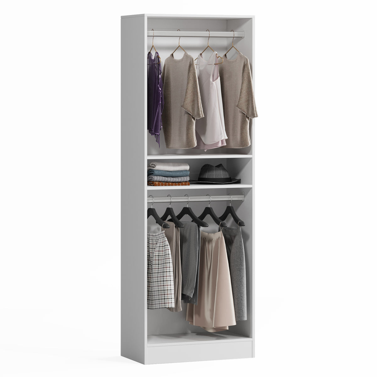 NORRI Freestanding Walk-in Open Wardrobe Closet System White