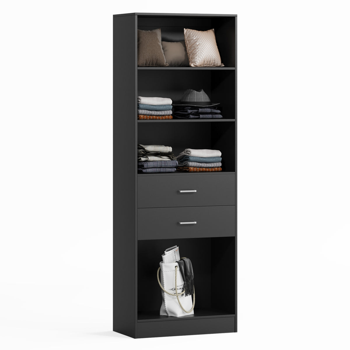 NORRI Freestanding Walk-in Open Wardrobe Closet System Black