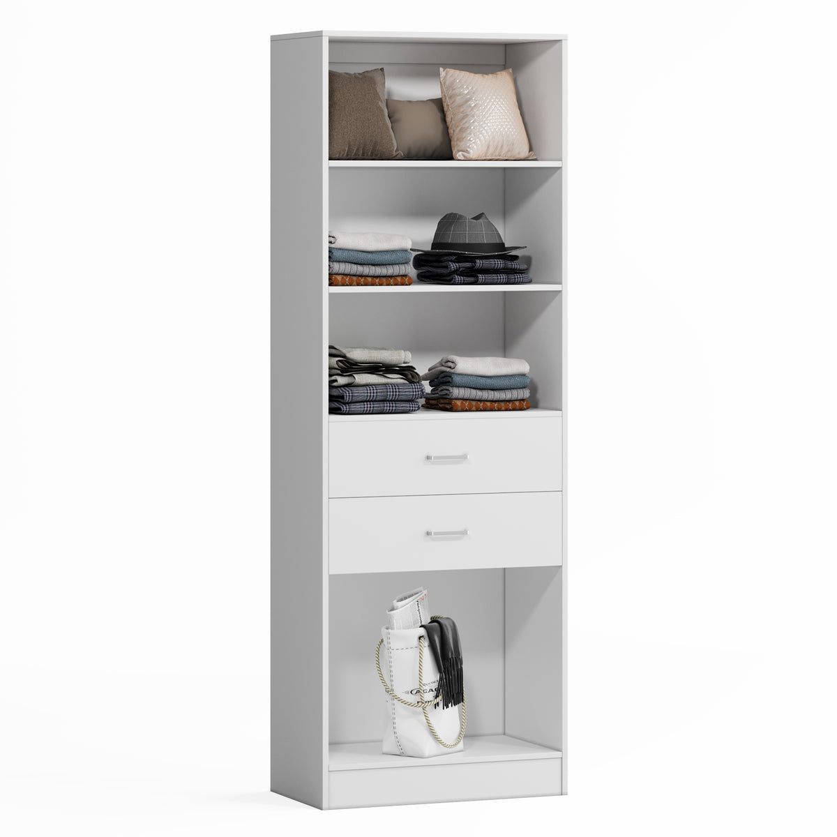 NORRI Freestanding Walk-in Open Wardrobe Closet System White