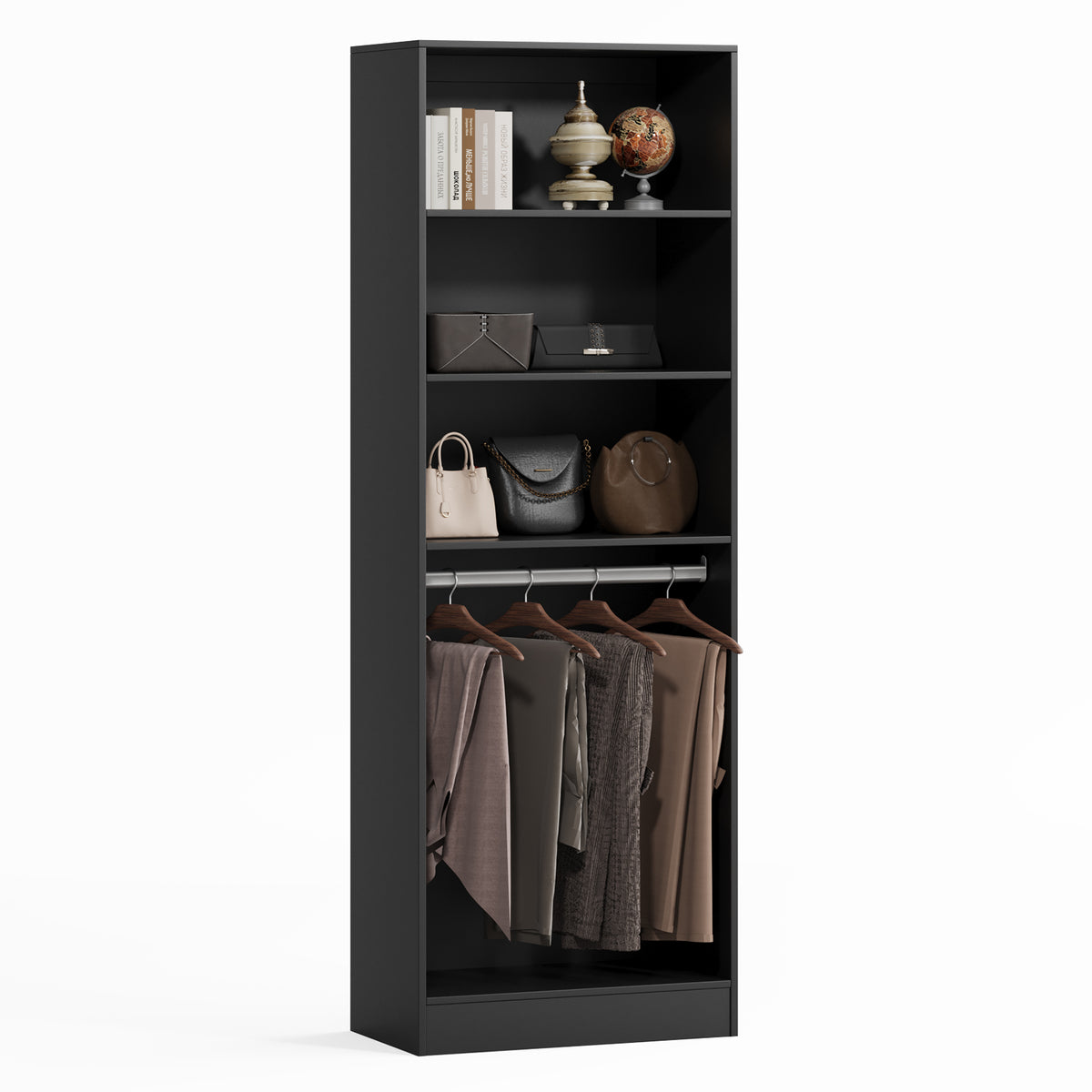 NORRI Freestanding Walk-in Open Wardrobe Closet System Black