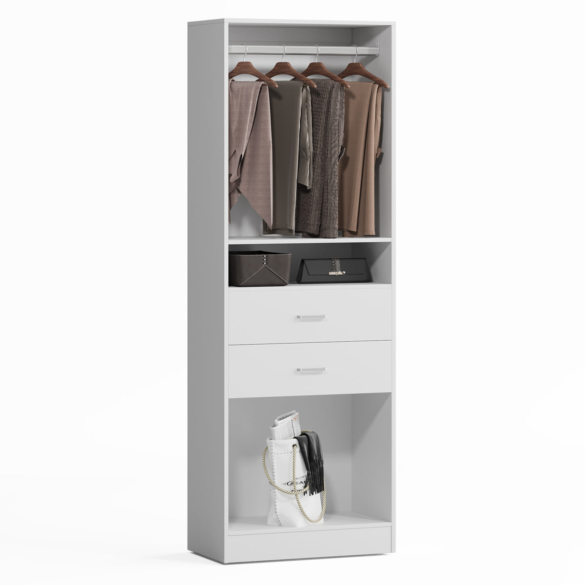 NORRI Freestanding Walk-in Open Wardrobe Closet System White