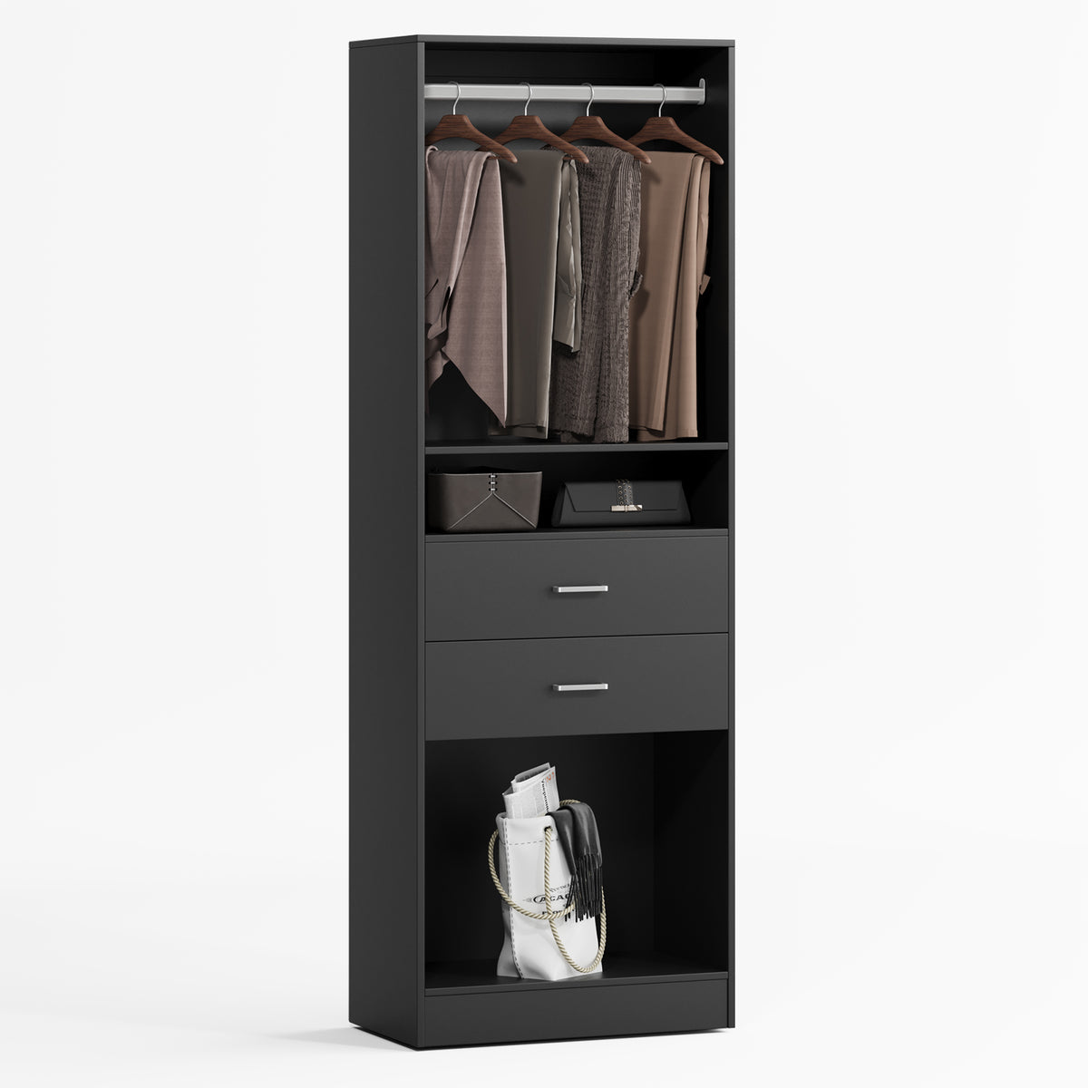 NORRI Freestanding Walk-in Open Wardrobe Closet System Black