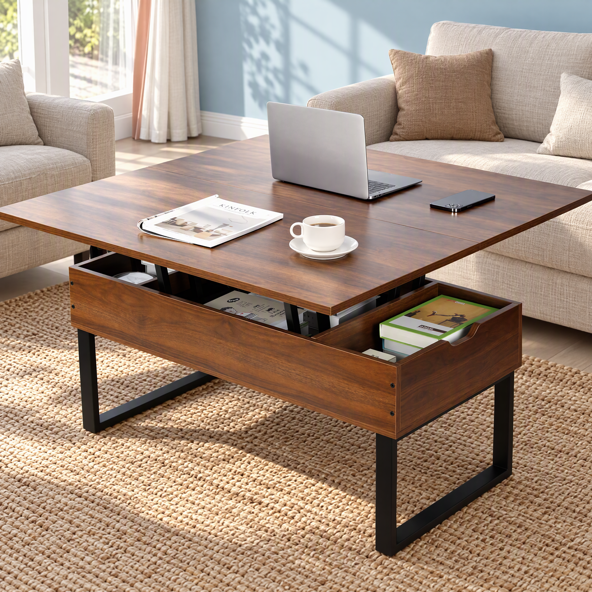 SEPA Synchronized Lift-Top Folding Coffee Table