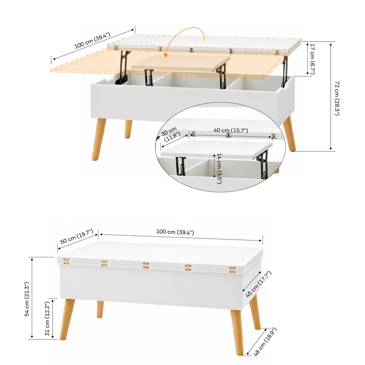 SEPA Adjustable Folding-Top Coffee Table